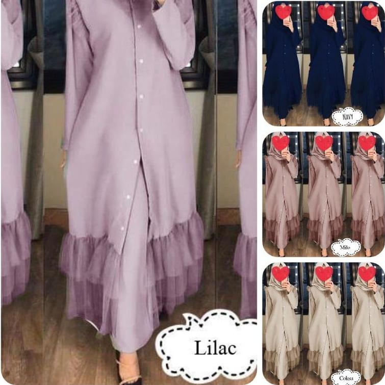 ⅎ SET LONG TUNIK TUTU NIKITA TILE SETELAN TUNIK JUMBO BUSUI TUNIK MUSLIMAH MOSCREPE PREMIUM 8 WARNA 