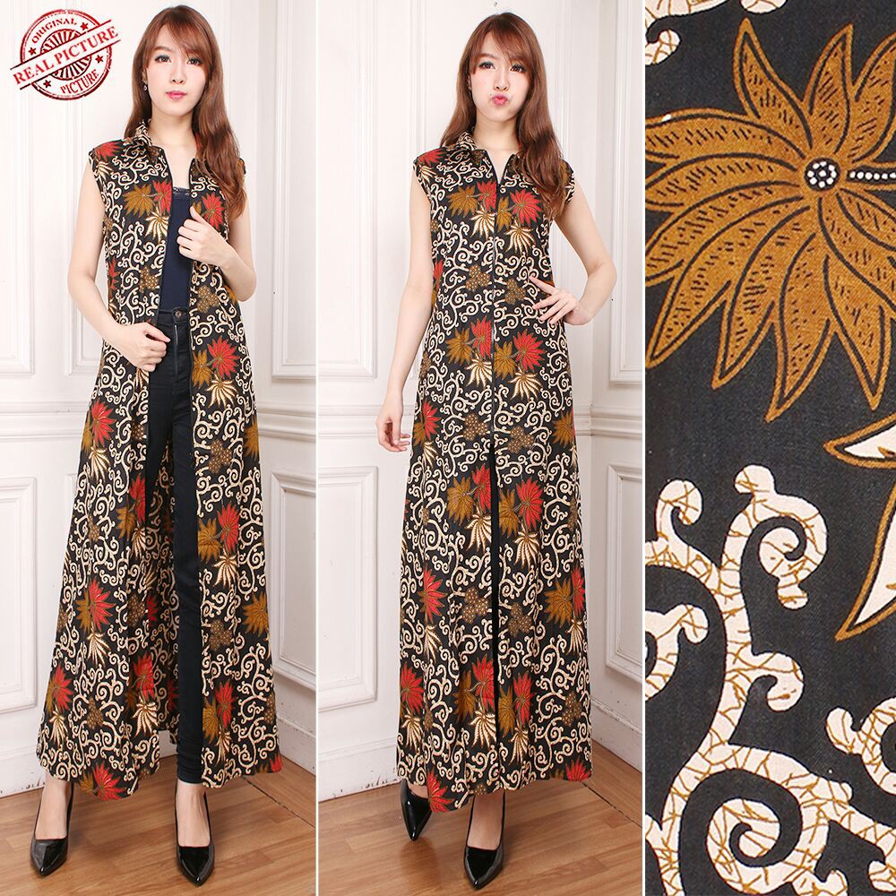Raniya  Blazer 2in1 batik dress maxi panjang  wanita fit to XL