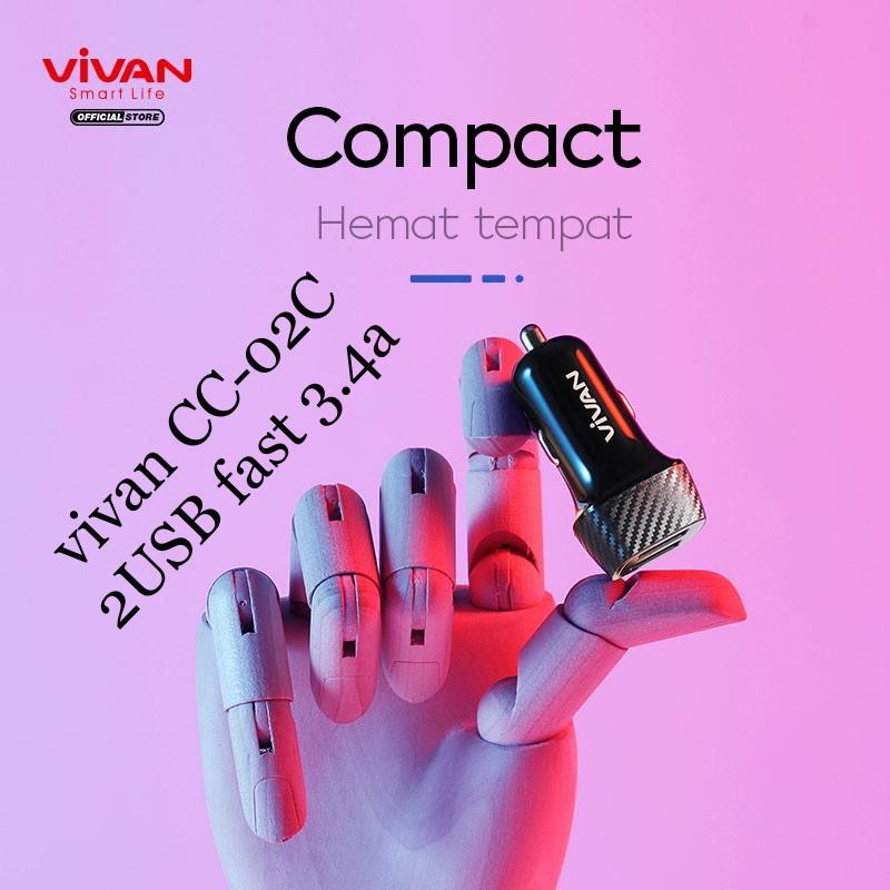 CAR CHARGER VIVAN CC-02C 2USB FAST3.4a Original SEVER MOBIL