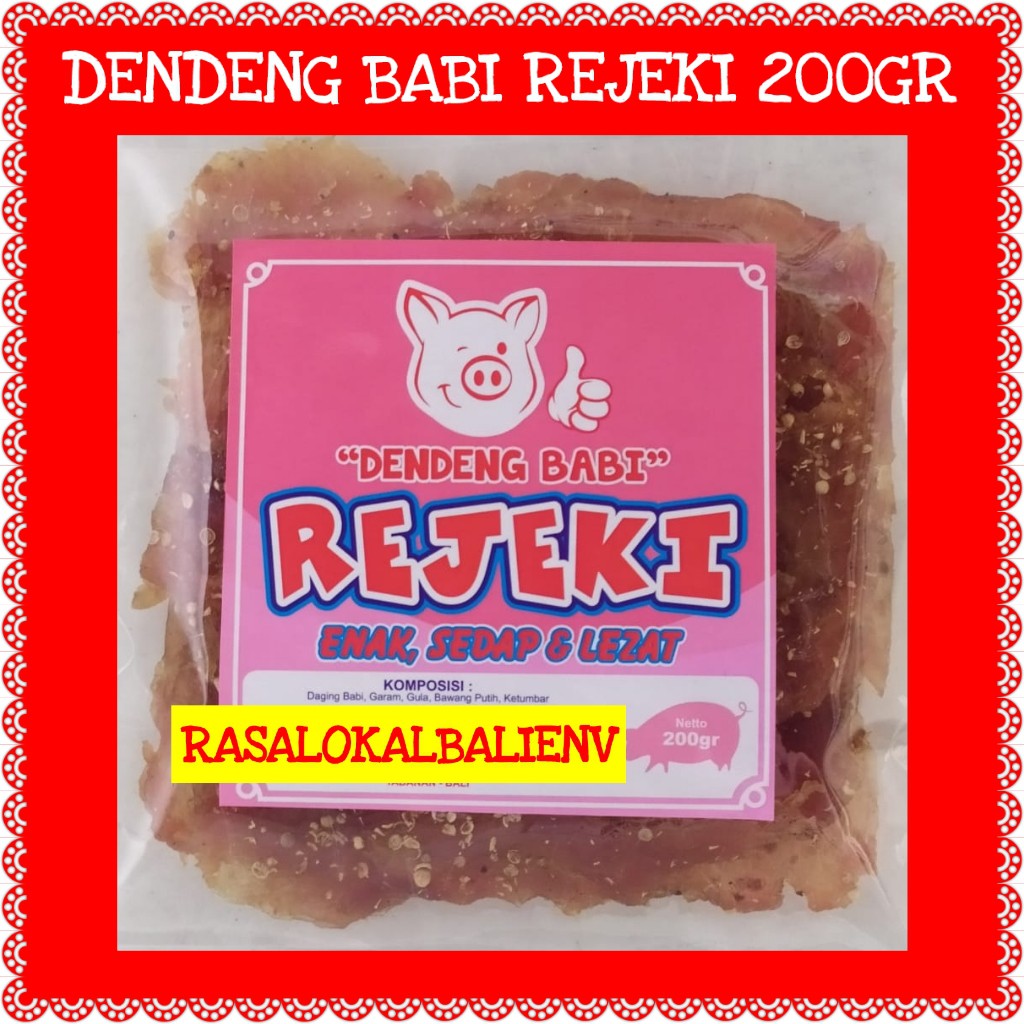 DENDENG BABI REJEKI 200GR, DENDENG BABI ASLI, DENDENG REJEKI, DENDENG BABI MANIS, OLEH OLEH BALI