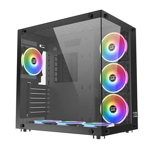 CASING XIGMATEK XAGATEK AQUARIUS PLUS BLACK | WHITE - FREE 7 FAN ARGB