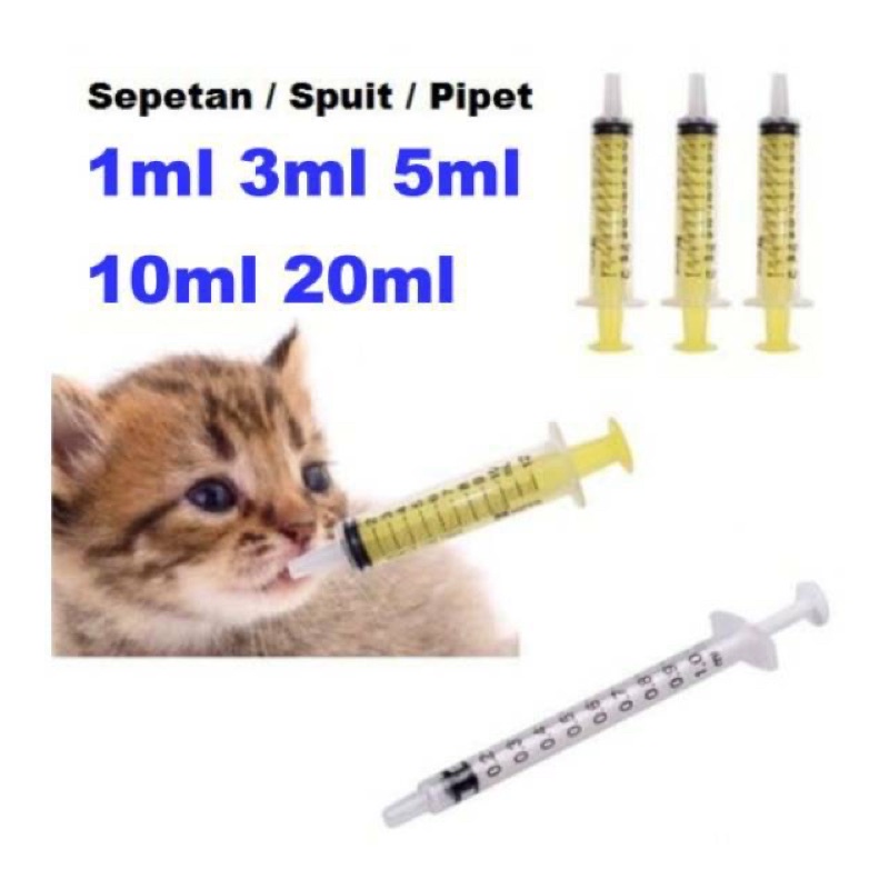 SUNTIKAN 1ml 3ml 5ml 10ml 20ml 50ml 50cc KUCING ANJING SUNTIKAN SPET PIPET SPUIT