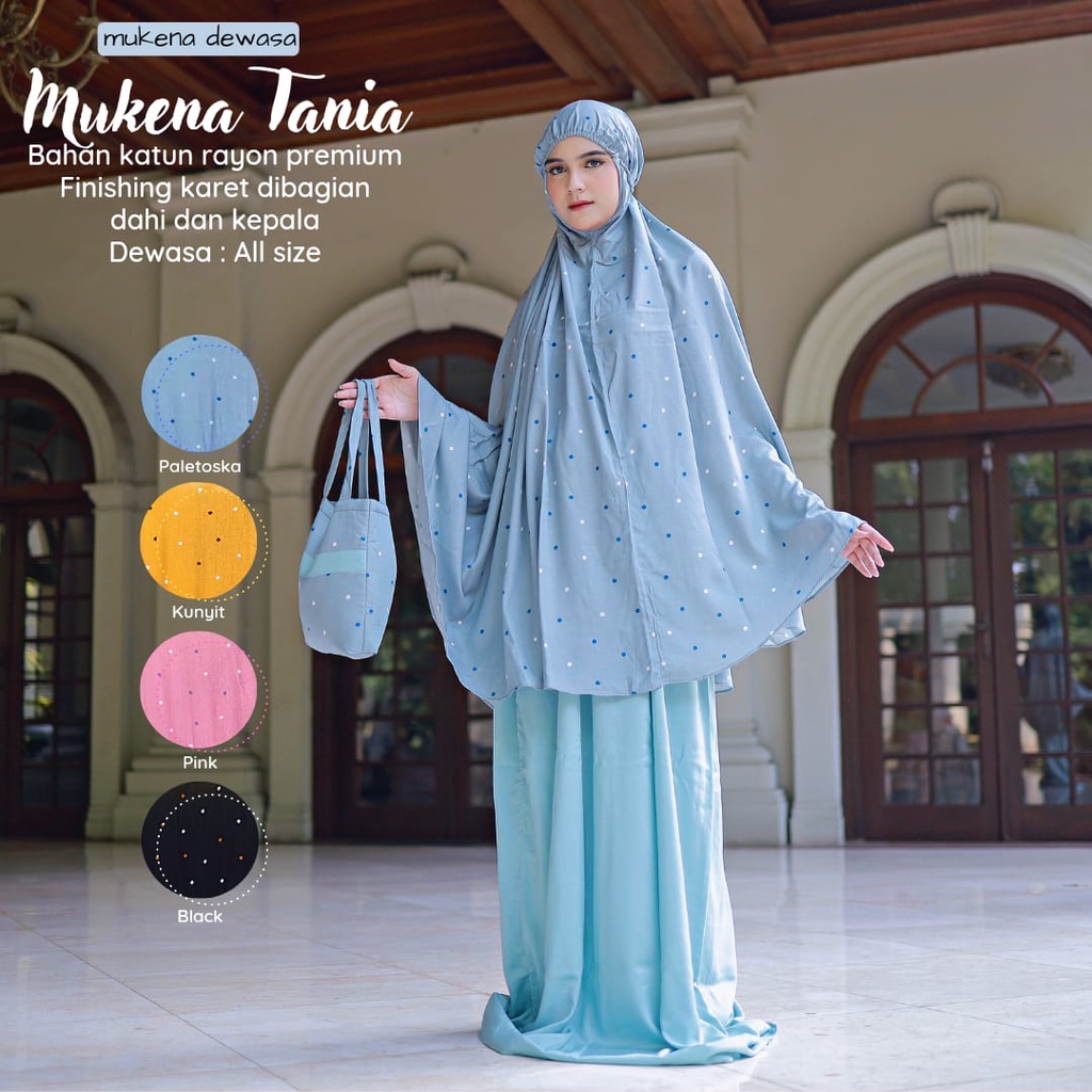 New!!! Mukena Katun Dewasa Motif Bunga - MUKENA TANIA - Bahan Katun Rayon Premium - Bisa COD - Nyaman DiPakai