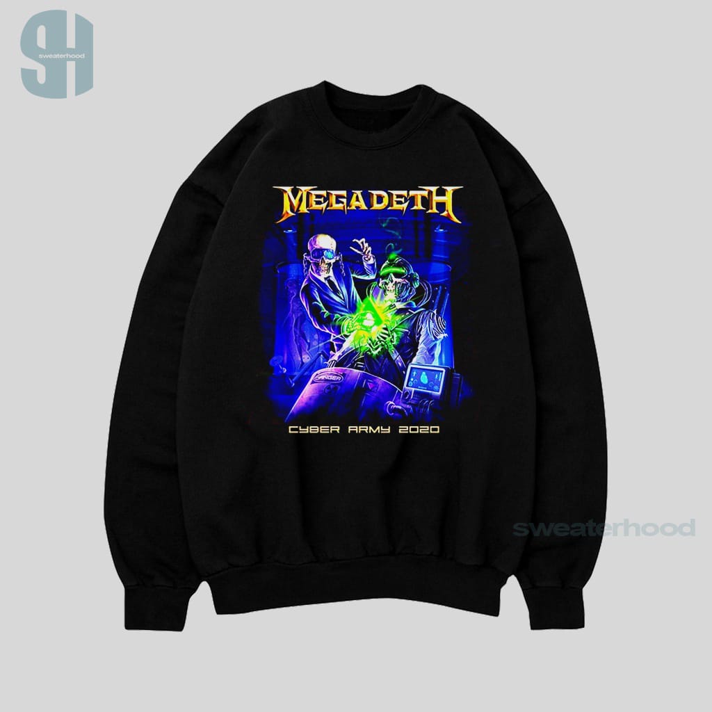 Crewneck Black Megadeth Cyber Army 2020 Sweatshirt Hitam Jaket Vintage Pria Dan Wanita Sweaterhood