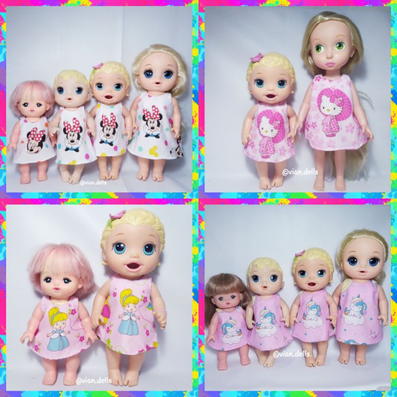 Dress baju boneka Baby Alive mellchan ready stock