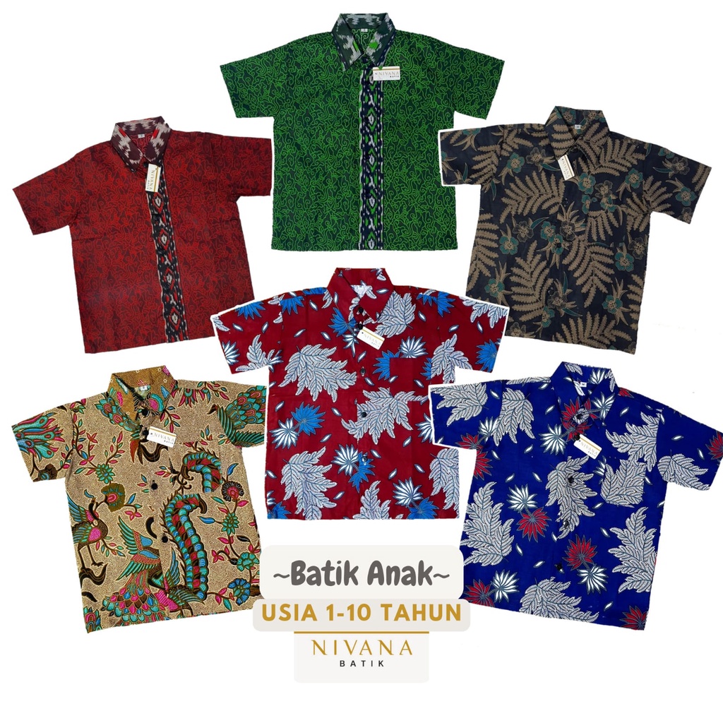 NIVANA Batik Anak MERAK SOFT, METE, MOHABATEN, SALJU Kemeja Bayi Kid Fashion