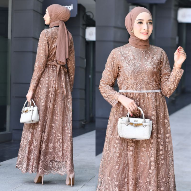 GAMIS TILLE PREMIUM // BAHAN TILLE BORDIR PREMIUM // FULL FURING // By Aleeta