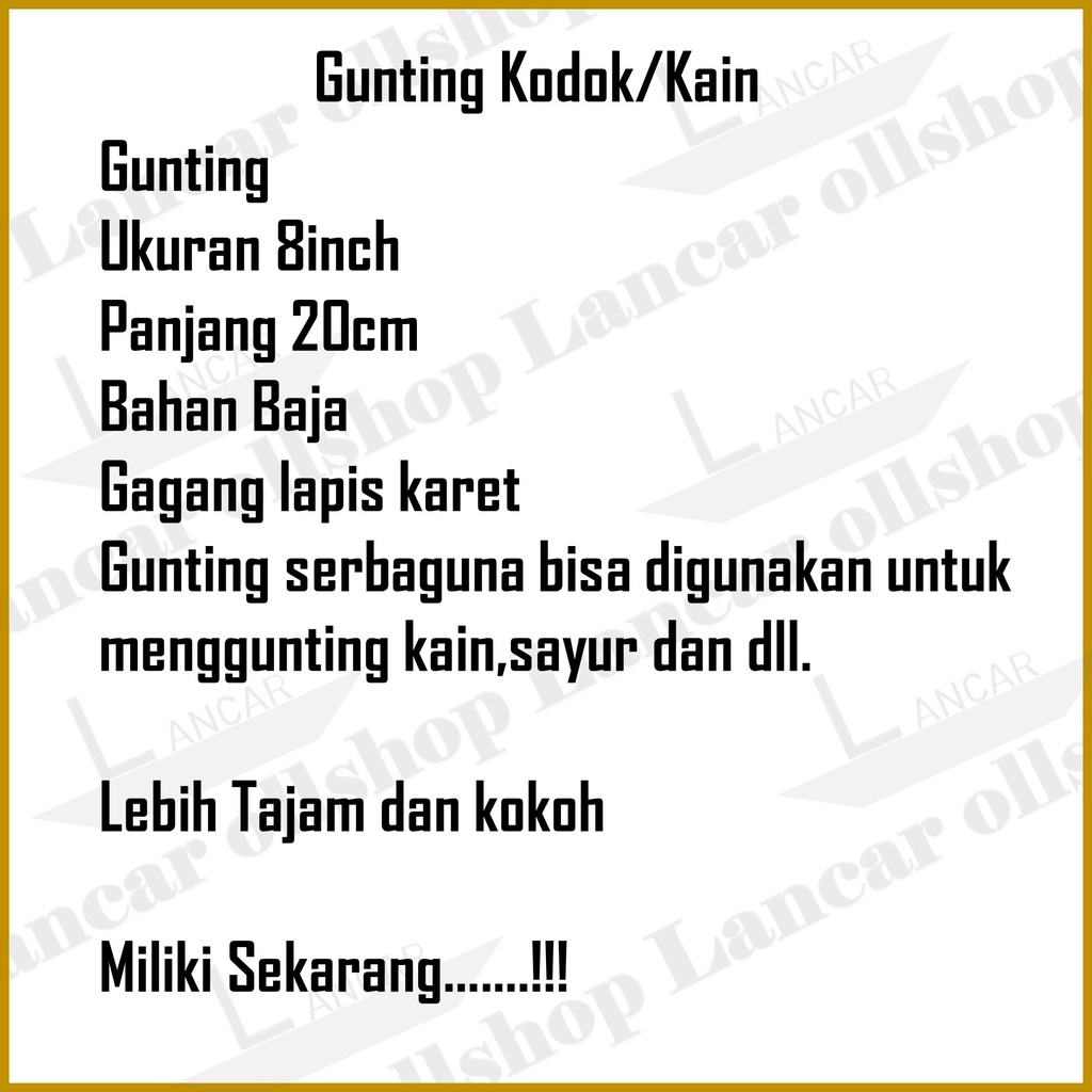 Gunting kodok 8&quot;/ Gunting kain / Gunting Karton / Gunting serbaguna