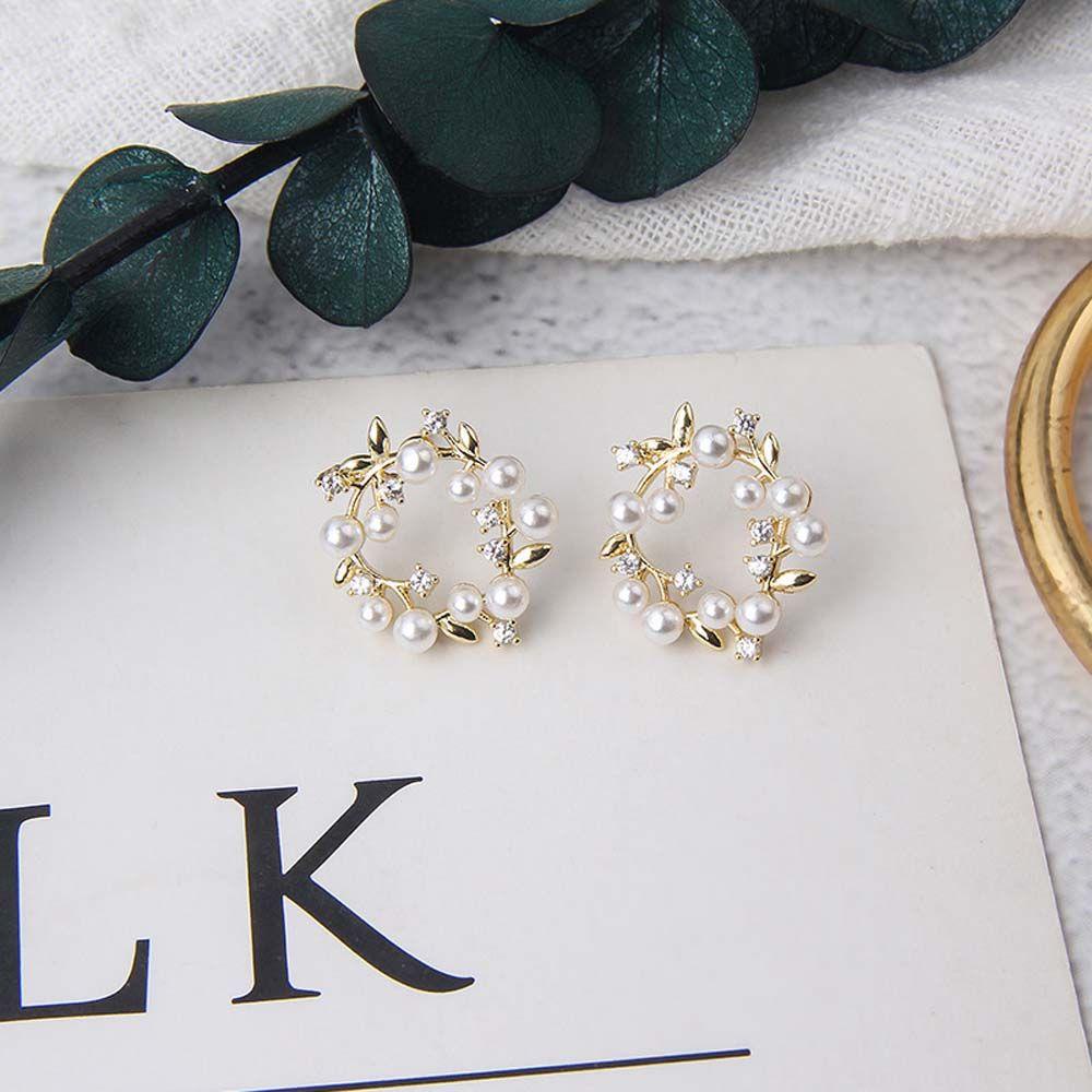 Mxbeauty Anting Tusuk Fashion Gadis Wanita Lingkaran Mutiara Korea Ear Studs