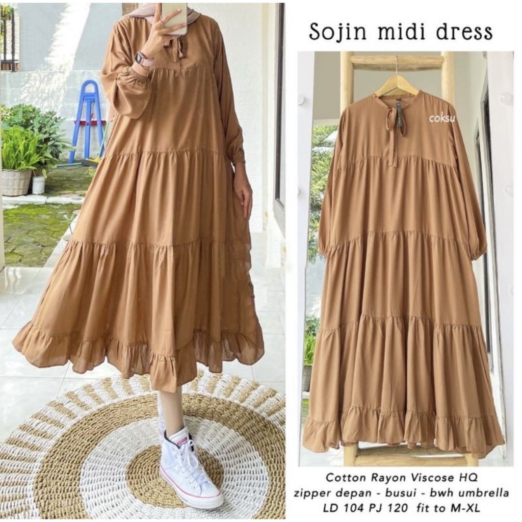 SOJIN MIDI DRESS RAYON PREMIUM / MIDI DRESS POLOS MODEL RUFFLE / MIDI DRESS RUFFLE BUSUI / MIDI DRES