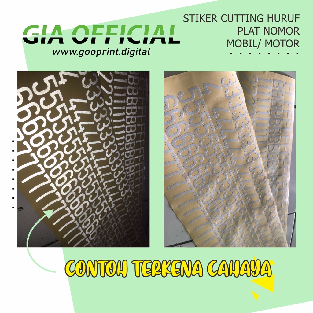 Stiker Cutting Huruf Plat Nomor Mobil/ Motor