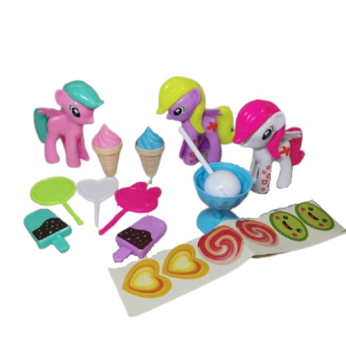 [FI556] Mainan Anak Kuda Poni + Es Krim + Lollipop + Sticker - Little Pony Ice Cream + Stiker