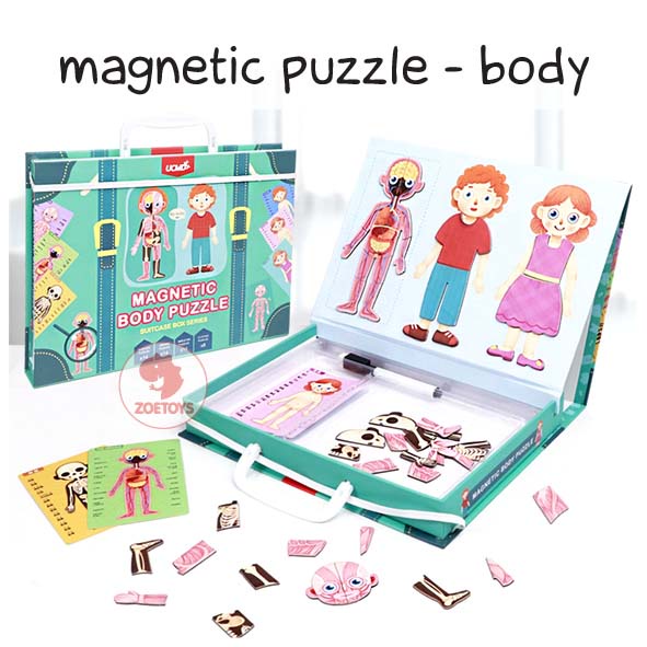 Zoetoys Magnetic Puzzle Life Cycle Words Add Body Traffic Time Bin Sorting UCMD Suitcase | Mainan Belajar Mengenal Waktu Wooden Clock Magnet Counting Time Toys Alphabet A-Z Cari Kado Natal