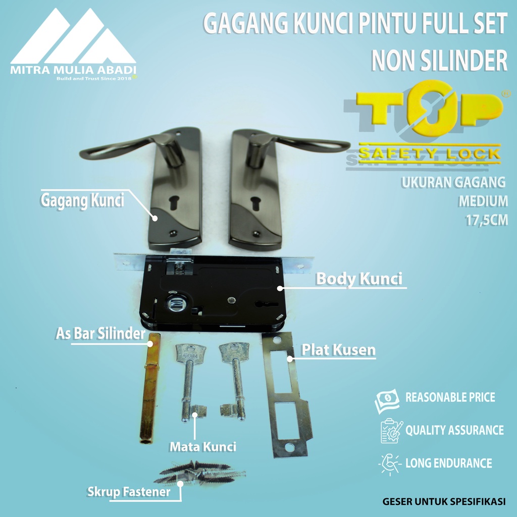 Gagang Kunci Pintu/ Kunci Full Set Medium Classic 17cm Tarikan Kunci