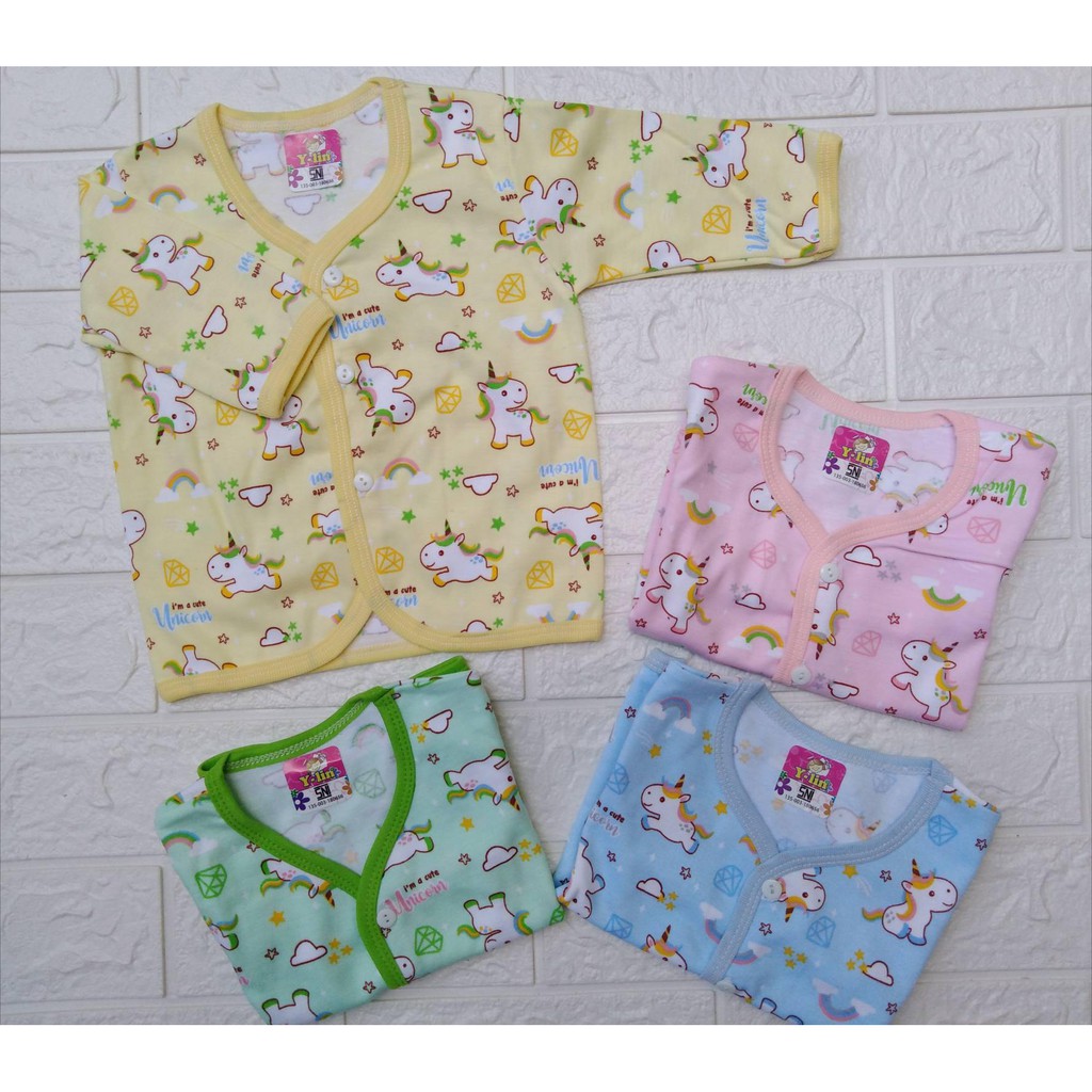 Baju Bayi Atasan Y-LIN Kancing Depan Warna Fullprint Motif SNI Newborn Sd 6 Bln