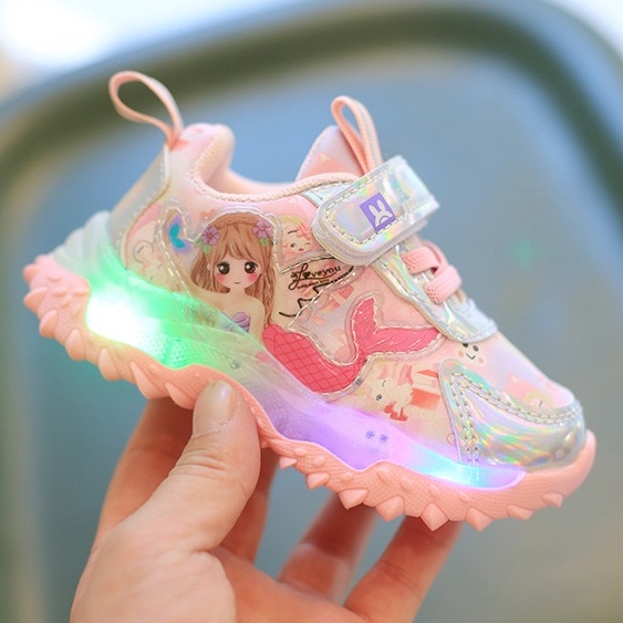 babyfit MERMAID LOVELY sepatu lampu led sepatu sneakers anak sol karet import ty-0830r