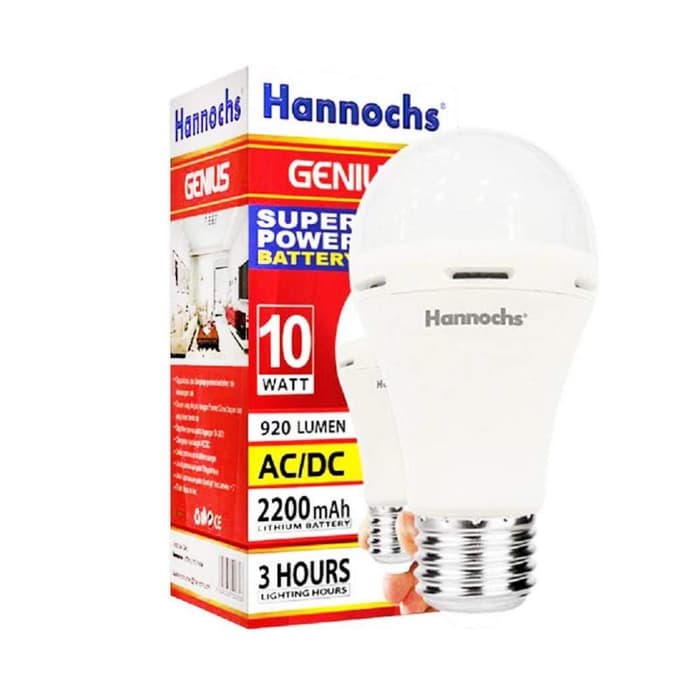 Hannochs Lampu LED Emergency AC/DC GENIUS 10 watt BERGARANSI RESMI 1 TAHUN MANTAP