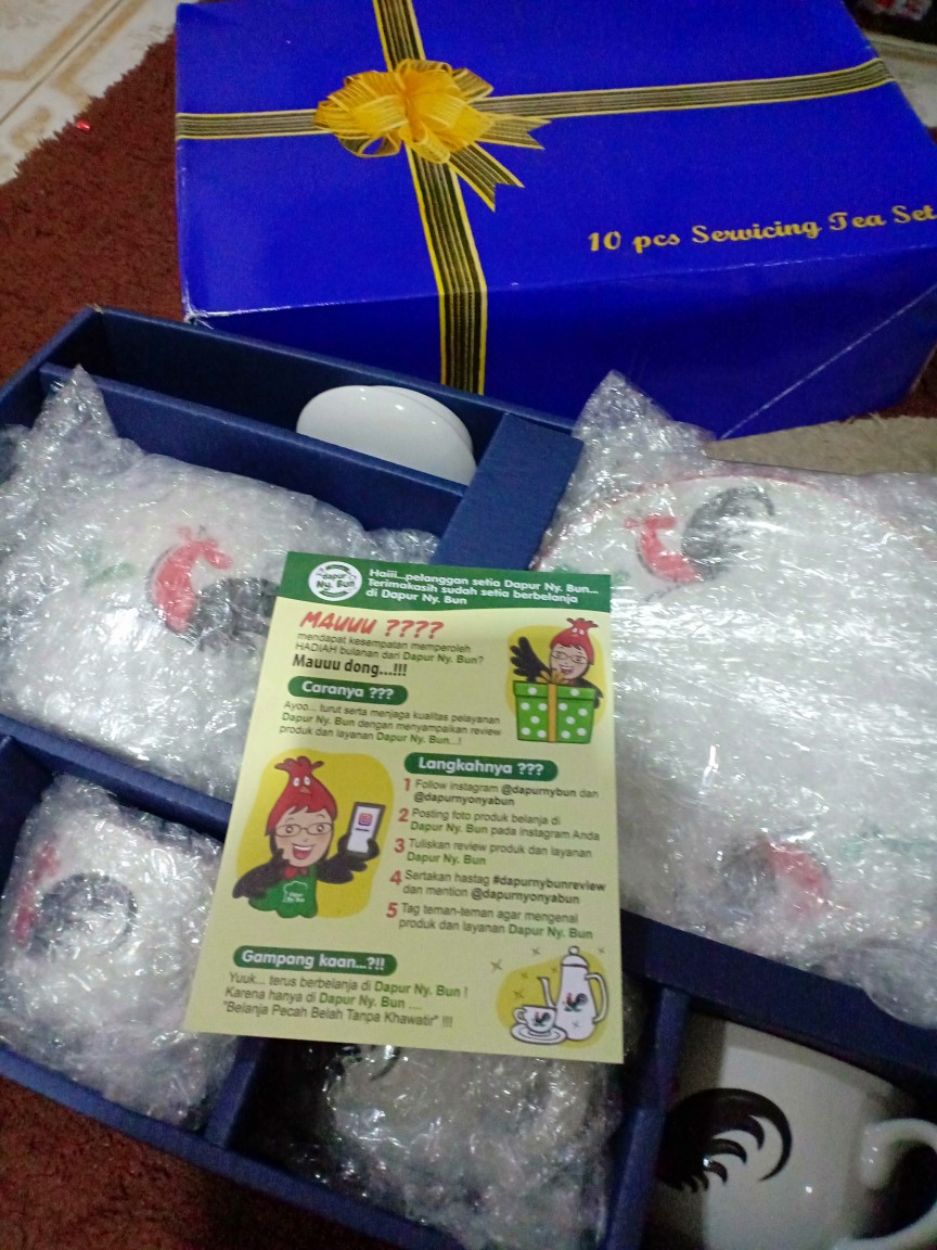 Teko Set Motif Ayam Jago Seri 2 / 1 Teko+tutup / 4 Cangkir+saucer