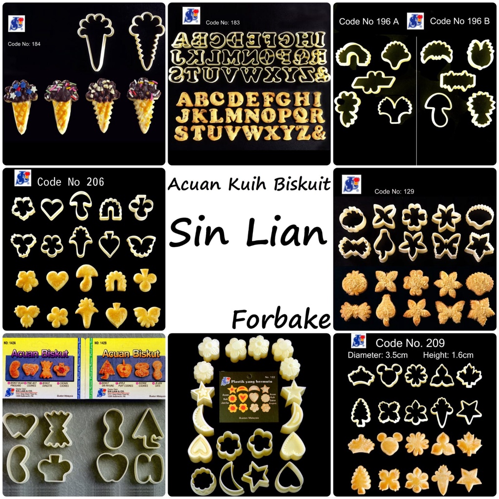 Acuan Sin Lian Kue Bakar Cetakan Biskuit Huruf Abjad Alphabet SinLian Cookies Biscuit Kuih Jem Tar Set 102 110 129 142 150 174 183 184 196 206 209