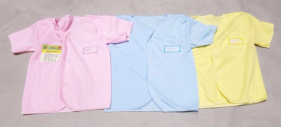 Baju bayi lengan pendek isi 6 PCS polos warna newborn 0-3m katun