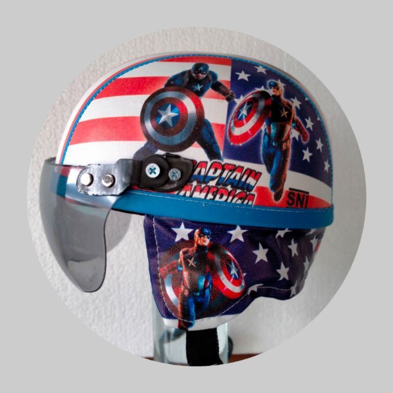 HELM BOGO ANAK SINCAN KARAKTER TERBAIK KUALITASNYA-SINCAN KPTEN AMERICA