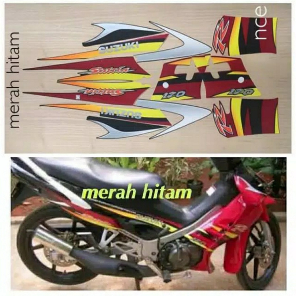 STIKER STRIPING LIS STANDAR ORI SATRIA HIU MALAYSIA 120 MERAH HITAM