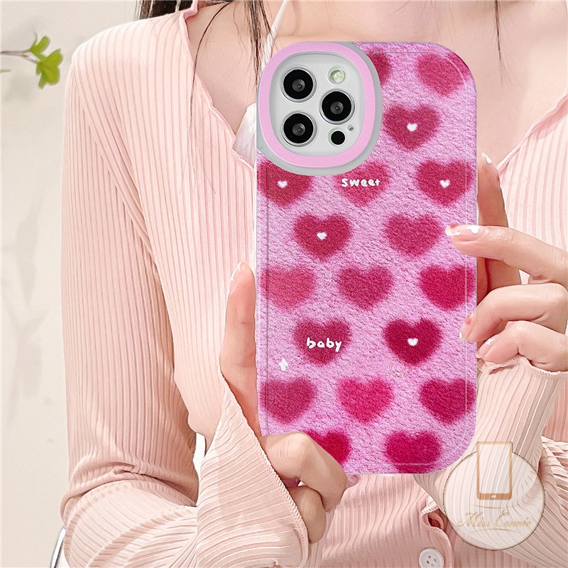 Xiaomi Redmi 12C POCO F4 M3 POCO X3 Pro NFC K40s Note 10 10S 10 Max Plus 8 9 Pro 8 11 9 Redmi A1 10C 10 9T 9A 9C NFC INS Fashion Pink Love Heart Case Sweater Pattern Lembut Sarung TPU