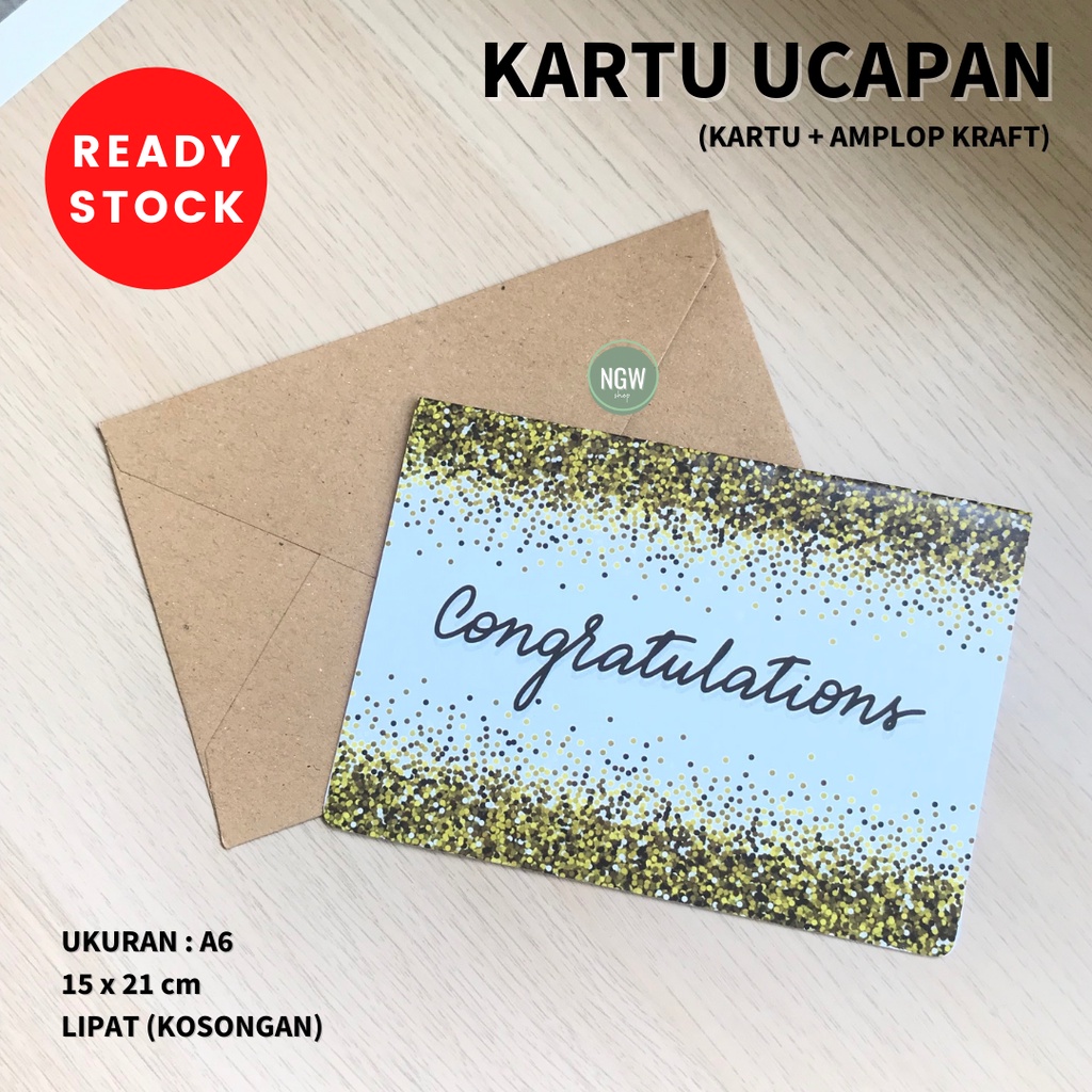 Kartu ucapan congratulations congrats selamat A6 + ample Kraft