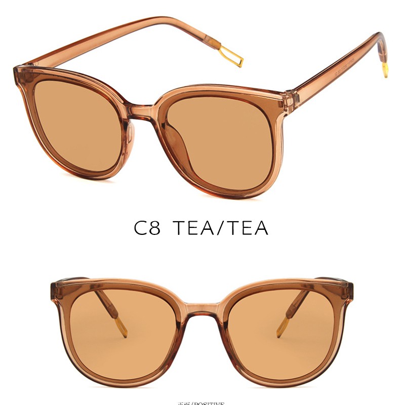 (YUZHU) Bayar di Tempat Korean Design Retro Mata Kucing Kacamata Hitam Wanita/Pria Cat Eye Sunglasses