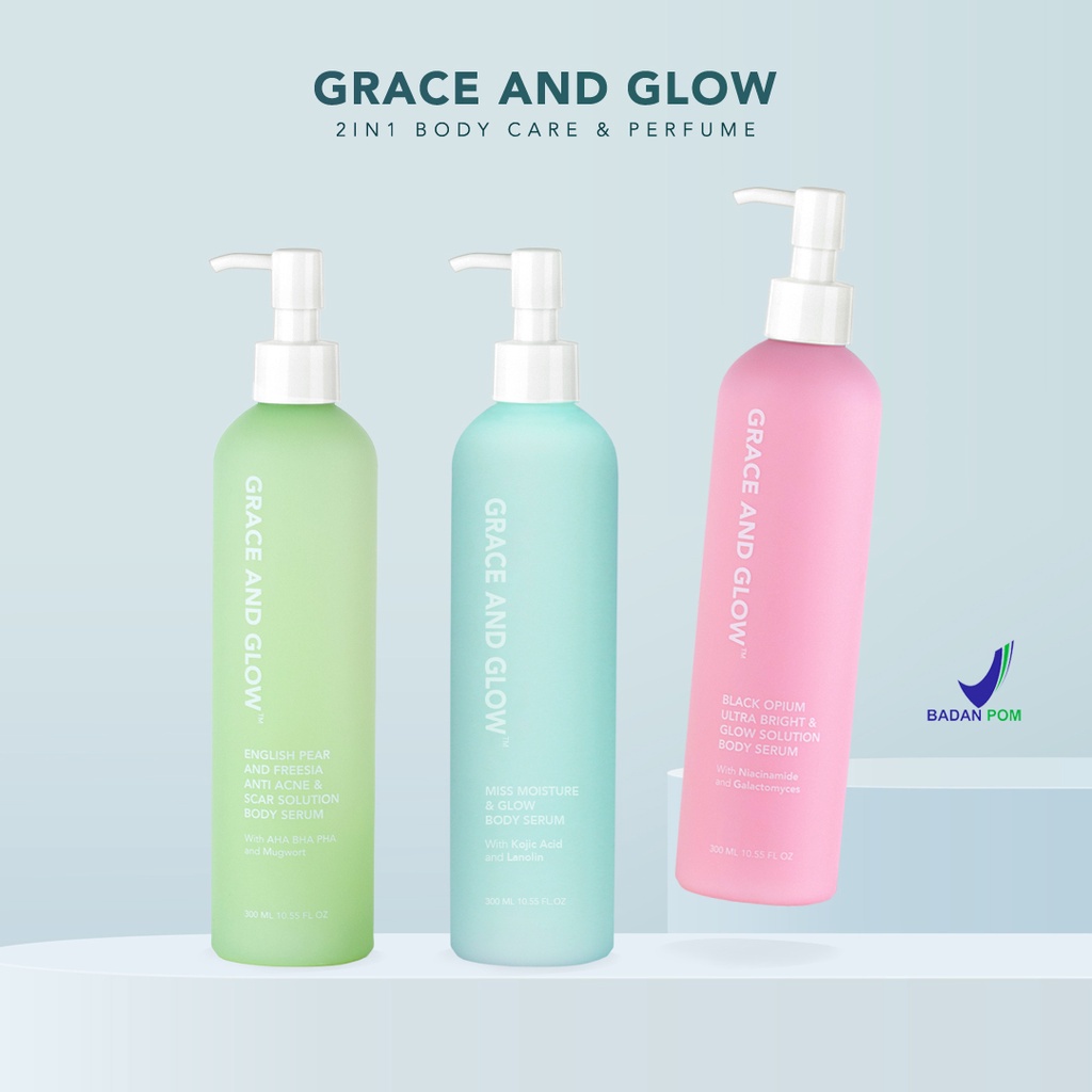 GRACE AND GLOW Body Serum &amp; Parfume | Black Opium Ultra Bright &amp; Glow Solution | English Pear | Lotion Pemutih Tubuh