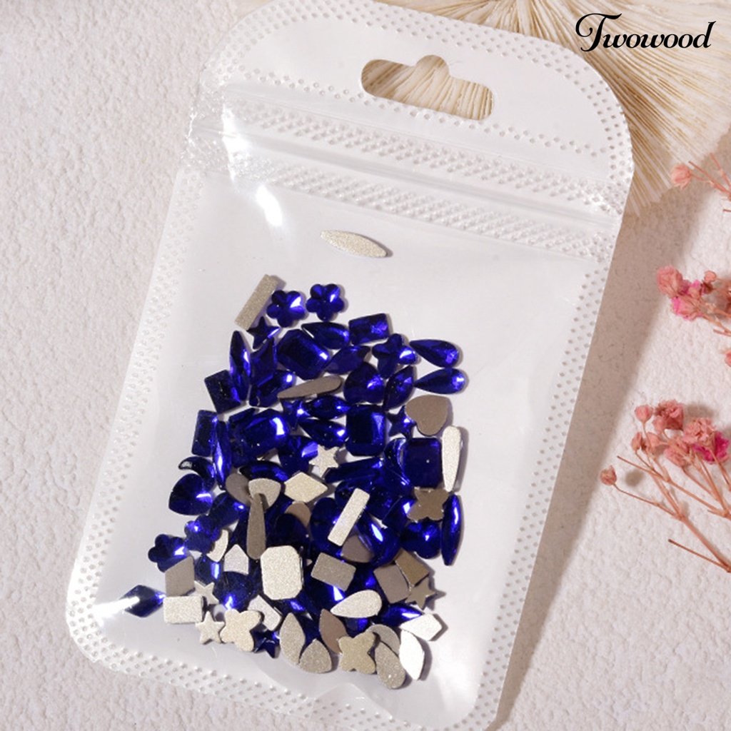 100pcs Stick Kristal Berlian Imitasi 3D Warna Biru Tua Untuk Dekorasi Nail Art