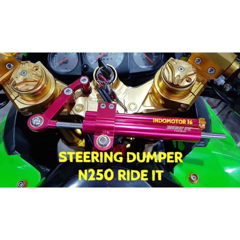 STEERING DUMPER STABILIZER STANG STIR NINJA 250 RIDE IT + BRAKET  BREKET FULL CNC ORIGINAL STABILISH