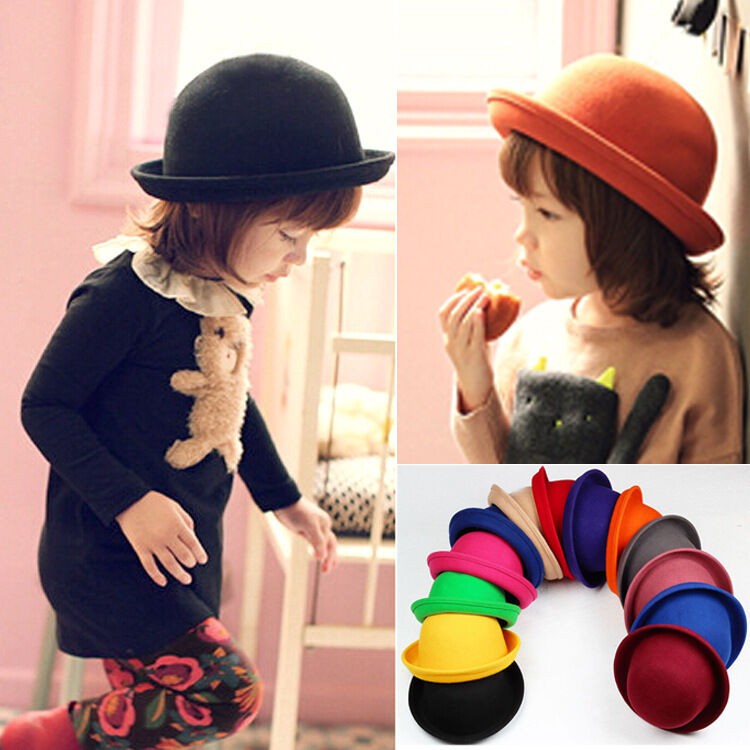 Topi anak bowler hat bulat warna warni