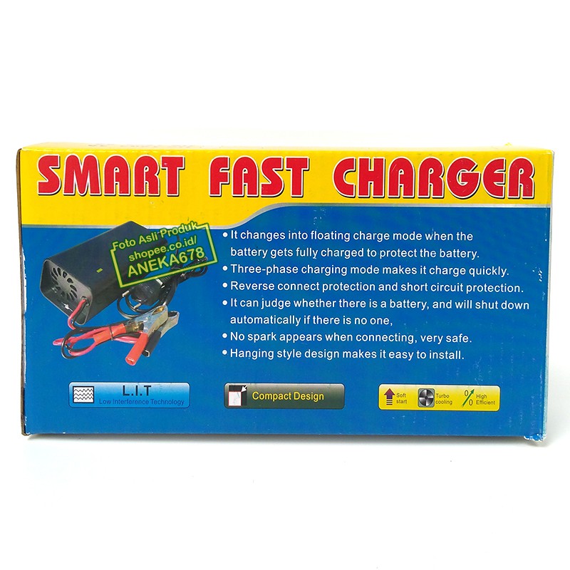 CHARGER AKI 10A 12 VOLT CAS ACCU 10 A MOBIL MOTOR V SMART FAST HS 1210 AMPERE