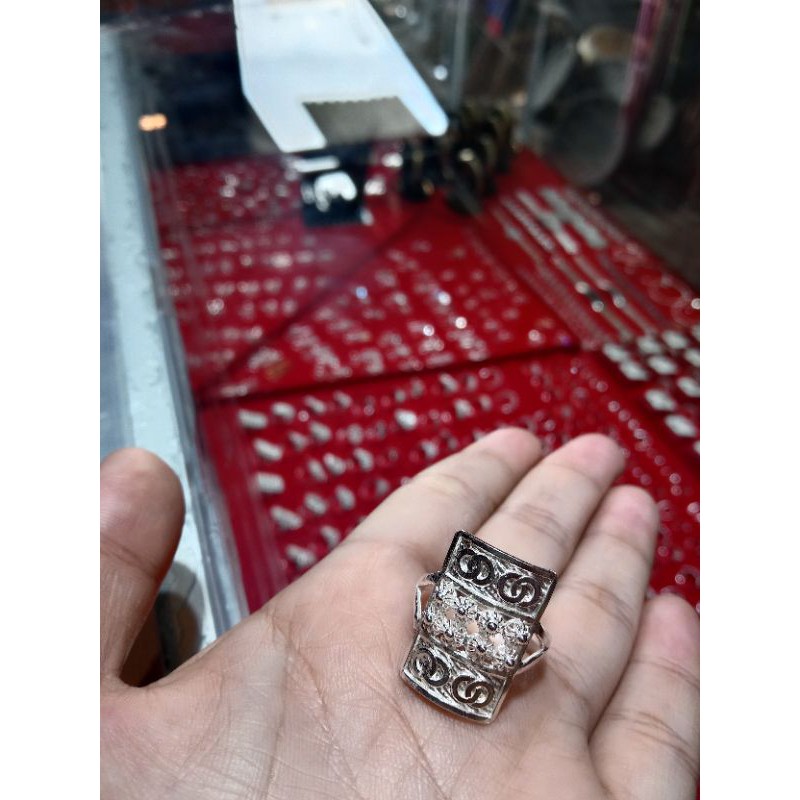 Cincin perak motif  dewasa perak murni 99