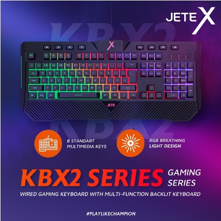 JETE X KBX2 MEMBRANE KEYBOARD GAMING RGB USB KABEL