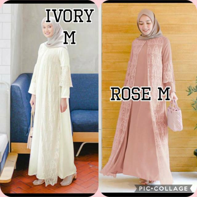 NURA DRESS IVORY & ROSE SIZE M BY VANILLA HIJAB