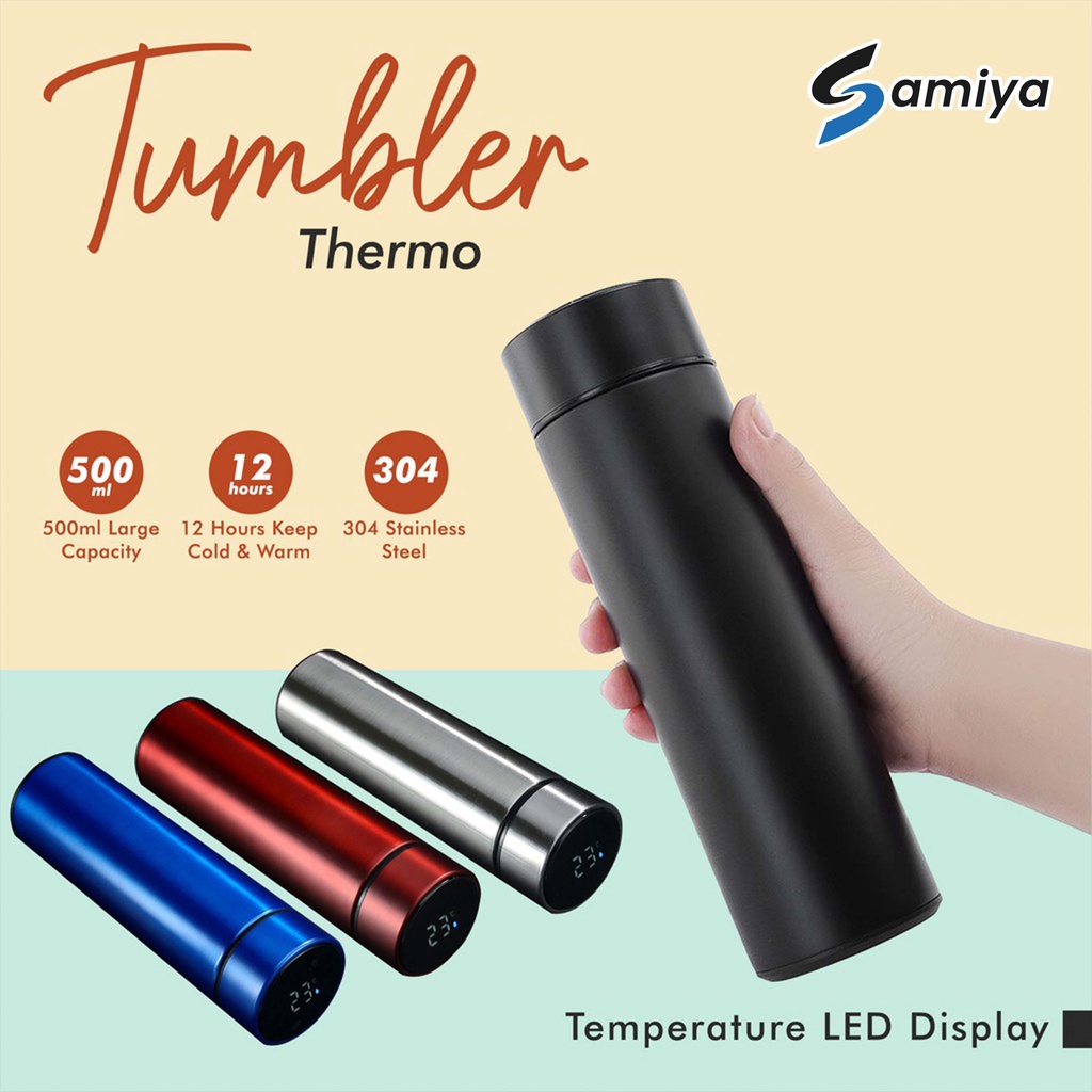 tumbler thermos stainless smart temperature LED cup 500ml / termos thermometer botol vacuum minuman ( menerima custom LOGO )