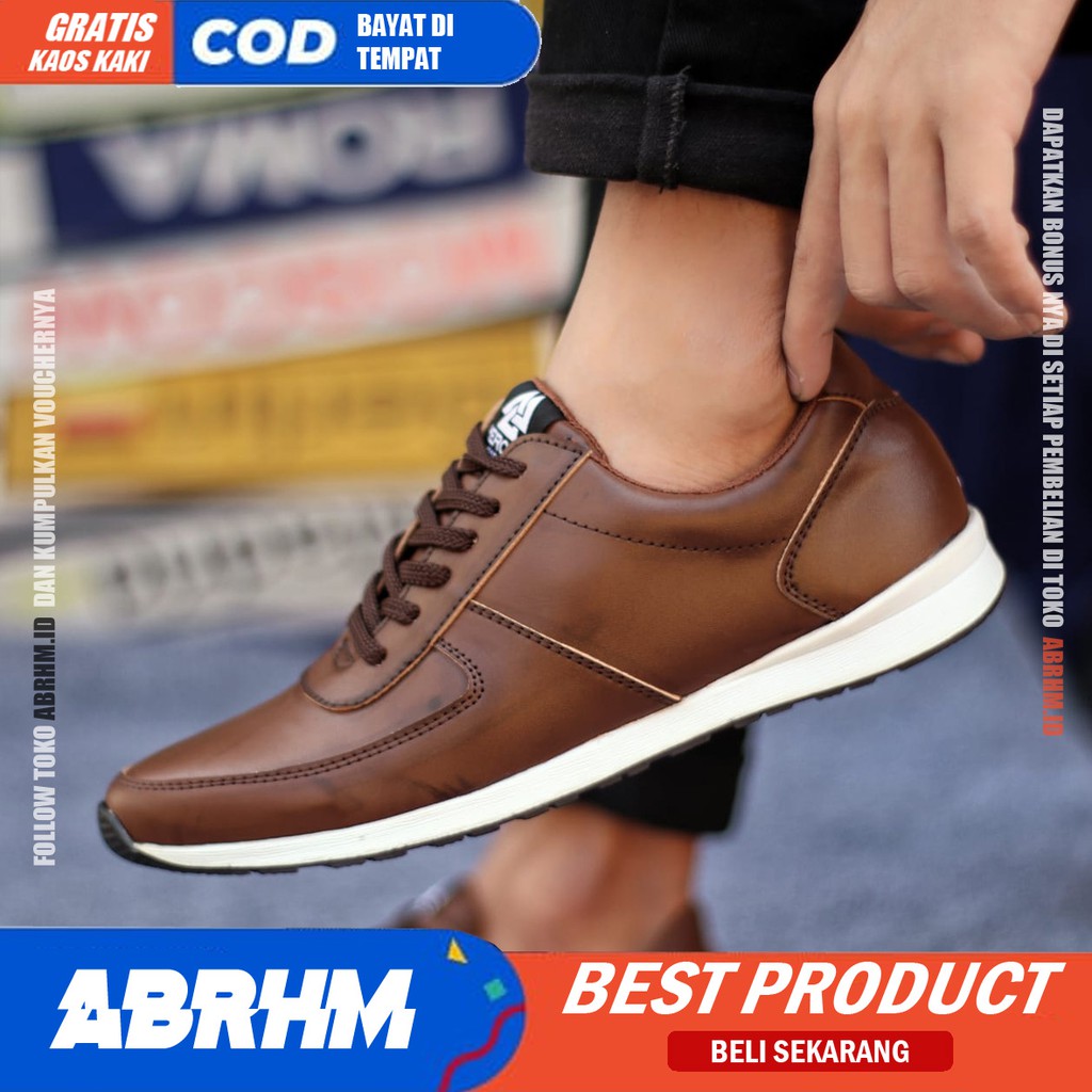 ABRHM x PREY Sepatu Casual Sneaker Pria Sepatu Pria Casual Sneakers Kulit Pu Ori Cowo/Cowok Keren Sepatu Kasual Kerja Kuliah Kondangan Gaya Santai Keren Kekinian Original Murah Terlaris