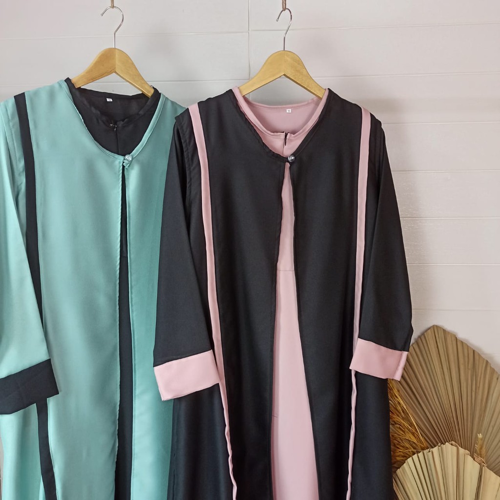 Gamis Set Lebaran Rompi + Dress M L XL XXL RT Carmel Set Gamis Syari Muslim Jumbo Wanita