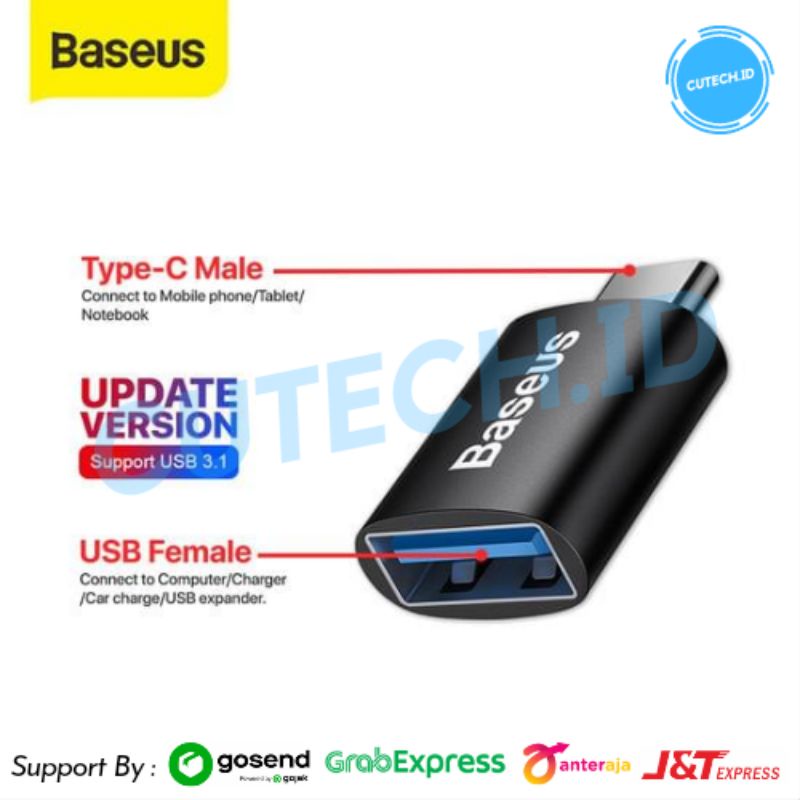 BASEUS INGENUITY CONVERTER MINI OTG USB FEMALE TO TYPE C MALE ADAPTER