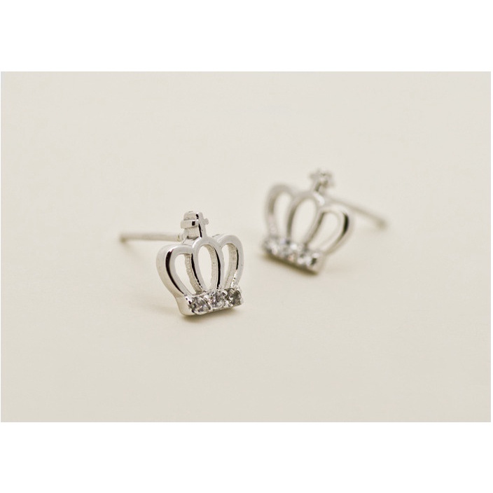 Anting Perak 925 Wanita Temperamen Mahkota Fashion Perhiasan/Subang Telinga anting perempuan