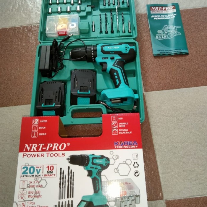 NRT PRO DC 340 bor impact cordless 20V mesin bor baterai