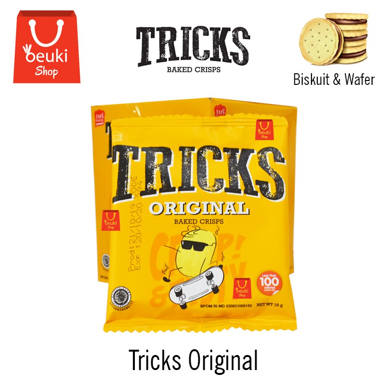 

Tricks Original Baked Chips Biskuit Kentang Tipis Dipanggang Renyah Rasa Original - 10pcs x 18gr