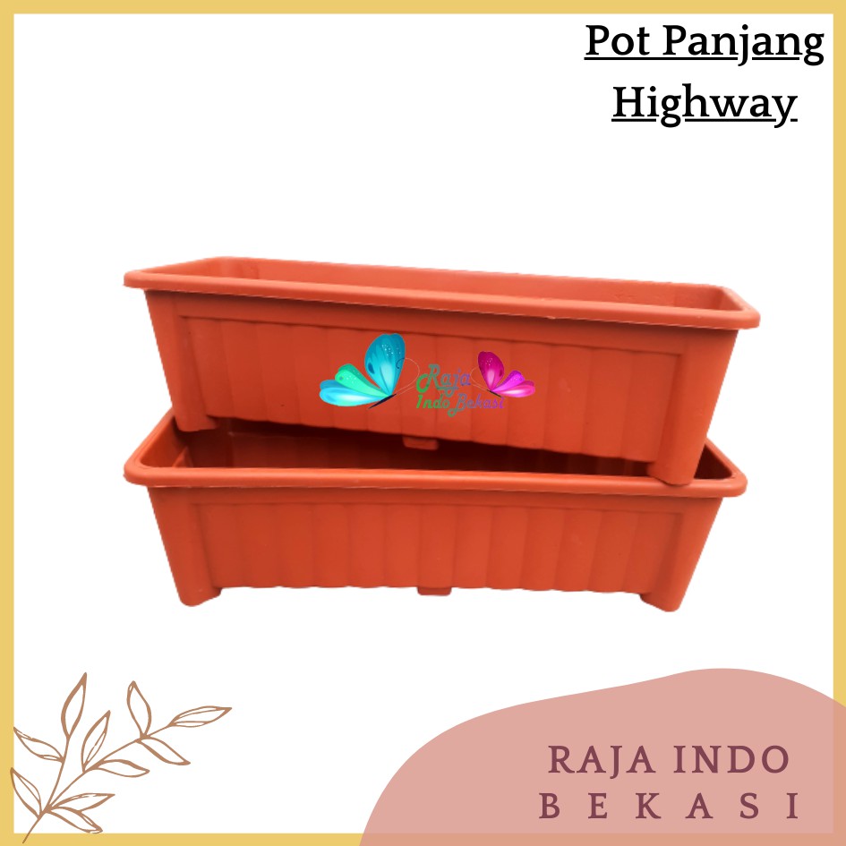 Pot Panjang Highway Coklat Merah Bata Pot Panjang Hw 50cm Pot Bunga Segi Panjang 50cm 70cm High Way Pot Panjang Plastik Putih Murah Gantung - Pot Panjang 50