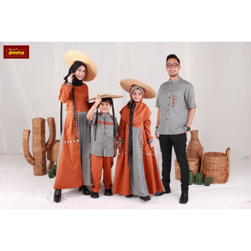 DANNIS Gamis Koko Sarimbit D' Savana Free Masker Kotak Orange