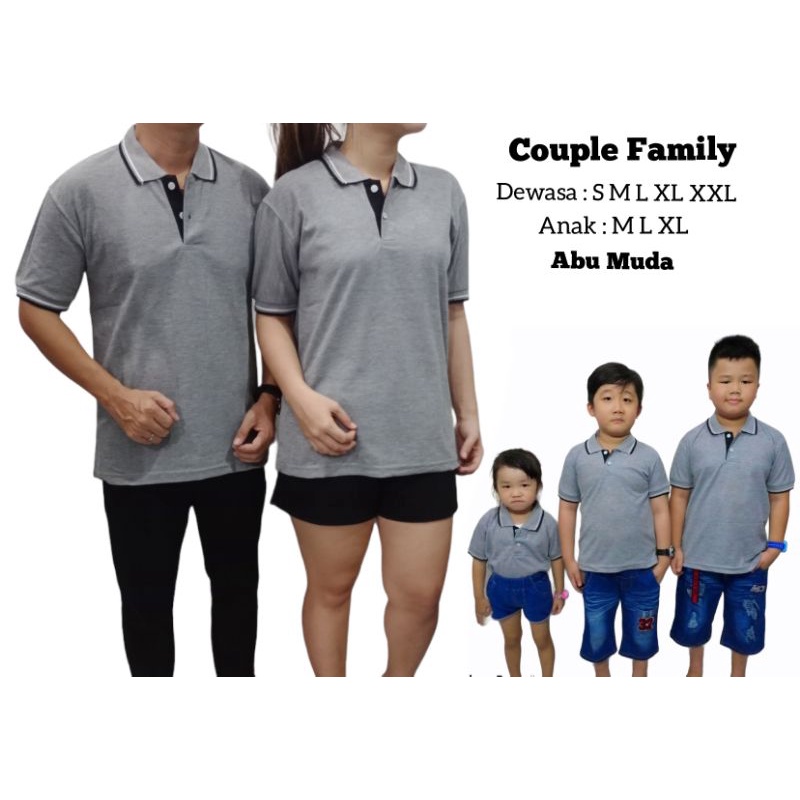 kaos poloshirt family - baju couple family - baju set ayah bunda anak