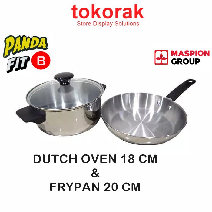 MASPION PANDA FIT B SET DUTCH OVEN 18 CM + FRYPAN 20 CM STAINLESS