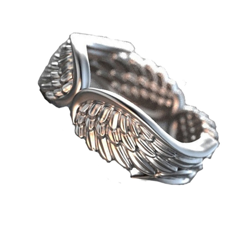 Hot sale vintage angel wing ladies ring double wings feather fashion ring