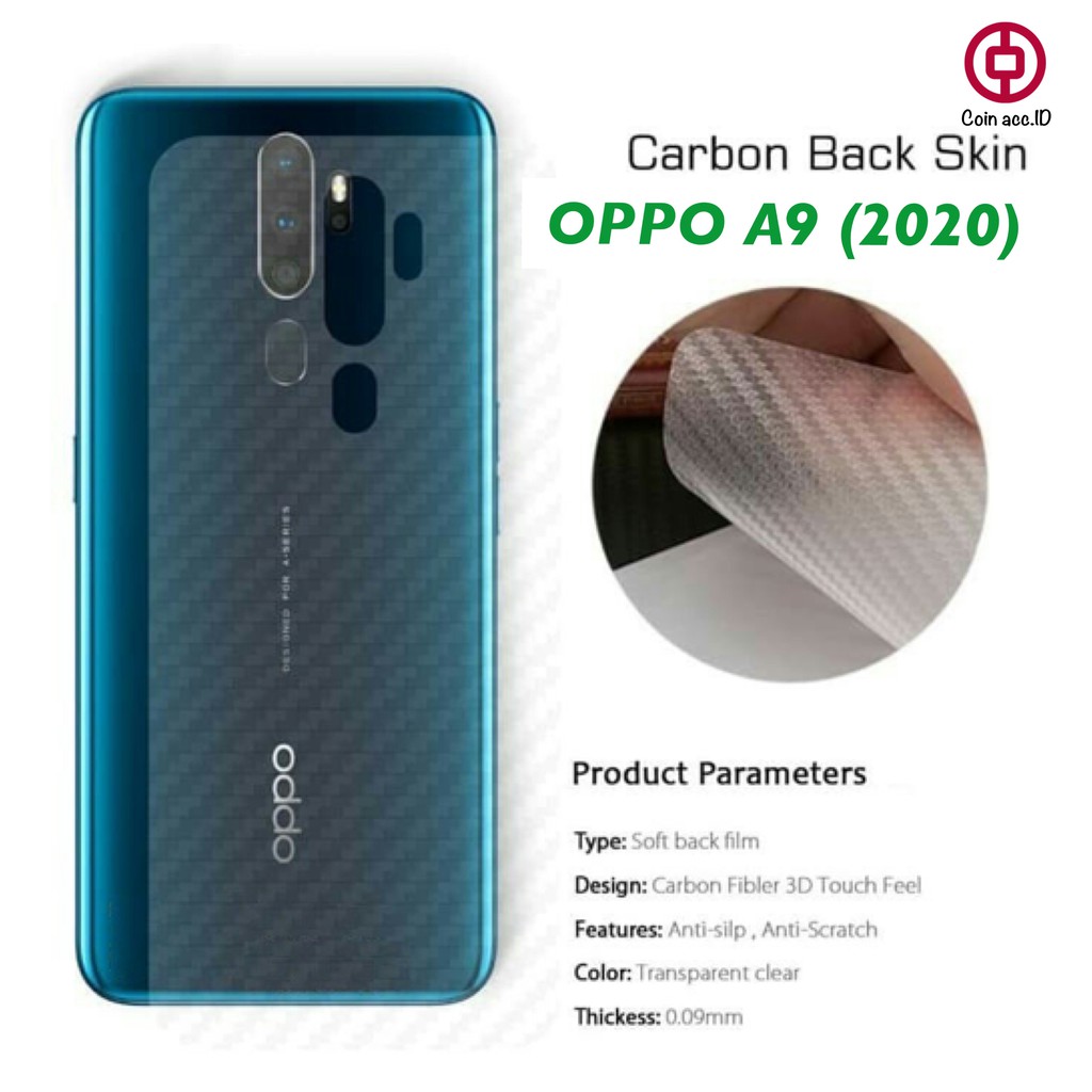 CARBON BACK SKIN 3D OPPO A9 2020 - anti gores pelindung belakang skin hp garskin carbon